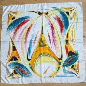 Authentic Hermes Silk Scarf in White, Yellow, Blue, Pink & Red ( 34.5x34.5 inch)